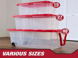 15 Gallon Clear Storage Bin with Red Snap Lid, Pack of 4 72992584
