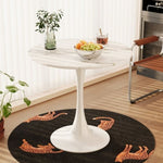 ZUN 31.4 "round table, medieval white marble patterned tulip table, 2-3 person metal base W1727P229041