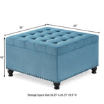 ZUN Large square storage ottoman with wooden legs, Upholstered button tufted coffee table with nail W2186P164303