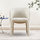 ZUN Modern Dining Chair Accent Chair White Single Sofa Chair,Upholstered Side Chair Teddy Comfy Chair W1164P190832