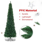 7ft Slim Pencil Christmas Tree - Space-Saving Design for Small Corners, 700 Realistic PVC Branches 99576991