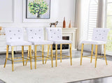 A set of 2 white and gold vintage crocodile leather bar chairs, featuring crystal clasp design and W3875P383108