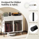 Record Player Storage Stand - Customizable Vinyl Compartments, Built-in Charging Station, Metal Legs 29585110