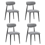 (Set of 4) Modern Dining Chairs , Curved Backrest Round Upholstered and Metal Frame,Grey W876110770