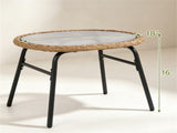 3 Pieces PE Rattan Patio Bistro Set, Outdoor Conversation Furniture with Off White Zipper Cushions & 89855847