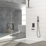 Shower System with Waterfall Tub Spout,12 Inch Ceiling Mount Square Shower System with Rough-in W1243132453