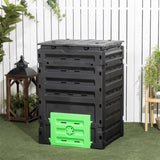 450L Garden Compost Bin with 2 Sliding Doors,Black 60999655