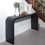 Black wood Console Table, 59in Entryway Table, Curved Waterfall-style Table,Console table with wood W2729P239168
