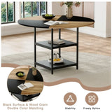 47.3-inch diameter modern splicing circular dining table - double-layer storage, wood and black W1151P268477