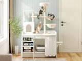 50.6" Cat Tree with Litter Box Enclosure, 5Cat Tower with Sisal Scratching Post and Storage Space, N704P443505K