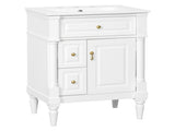 24 Inch Bathroom Vanity with Sink, White Freestanding Bathroom Cabinet with Flip Drawer, Adjustable 73286222
