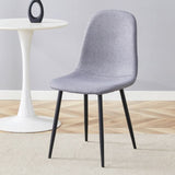 Luxury Simple Chair - Set of 4 Light Gray Linen-Cotton Material High Resilience Dining Chair with W1151P262614