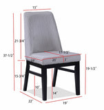2pc Contemporary Upholstered Side Chair Light Gray Textured Fabric Upholstered High Back Cushioned B011P241348