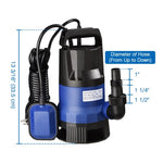 ZUN 3/4HP 2642 GPH 550W Submersible Dirty Clean Pump Swimming Pool Pond Flood Drain Heavy Duty 54985423