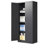 ZUN 71"H Metal Garage Storage Cabinet, Black Tool Steel Locking Cabinet with Doors and 3 Shelves, Tall 81017127