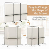 3-Panel Folding Divider with Lockable Wheels and 3 Metal Shelves White 56218480