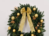 24in Pre-lit Battery Powered Christmas Wreath with Remote, Lighted Artificial Xmas Wreath with 50 01478929