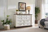 10 Drawer Dresser Chest for Bedroom with Wooden Base and Riser Trim, Wooden Rustic Rustic Chest of W2393P276633