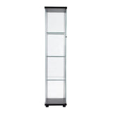 ZUN One Door Glass Cabinet Glass Display Cabinet with 4 Shelves, Black 25171666