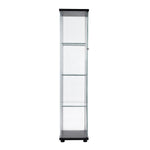 ZUN One Door Glass Cabinet Glass Display Cabinet with 4 Shelves, Black 25171666