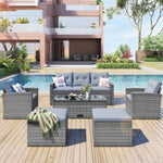 ZUN 6-piece All-Weather Wicker PE rattan Patio Outdoor Dining Conversation Sectional Set with coffee 17577169