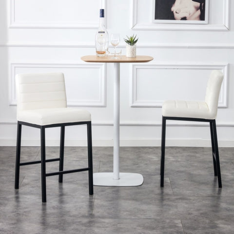 ZUN Cheap Modern Design High Counter Stool metal legs Kitchen Restaurant white pu Bar Chair W21053804