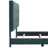 Queen Size Green Velvet Tufted Upholstered Platform Bed B108P160256