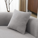 66.93 Inch Curved Loveseat Grey Full Compression Sponge Sofa, Teddy Velvet Fabric, No-Assembly W3612P332116