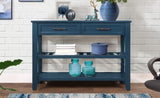 Console Sofa Table with 2 Storage Drawers and 2 Tiers Shelves, Mid-Century Style 42'' Solid Wood W120284580