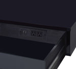 ZUN Black High Gloss and Chrome Writing Desk with USB Port B062P209204