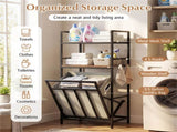 BlackRustic Brown Tilt-Out Laundry Hamper, MetalEngineered Wood with Shelves & 4 S-Hooks 20089537