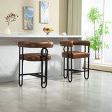 ZUN House Hold Bar Set of 1, Modern Bar Stool with Back, Black Metal Frames, Upholstered Bar W1588P207629