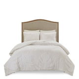 3 Piece Tufted Cotton Chenille Palm Comforter Set Off-White King/Cal King B03597113