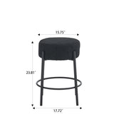 ZUN 24" Tall, Round Bar Stools, Set of 2 - Contemporary upholstered dining stools for kitchens, coffee 14866908
