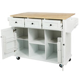 Kitchen Cart with Rubber wood Drop-Leaf Countertop ,Cabinet door internal storage racks,Kitchen 57726272