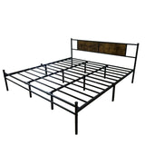 Queen Bed Frame with Wood Headboard & Footboard,Metal Platform Queen Size Mattress Foundation Strong W3286P308744