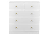 25.98"*15.75"*35.83" 4-Tier 5-Drawer Cabinet Drawer Dresser with Gold Handles White 41654231