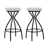 29'' Floral Print Counter Height Bar Stool with Footrest Set of 2 Upholstered Round Barstools for W1757P294425