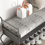 Shoe Rack Bench for, Industrial Bench, Rustic Shoe Rack for Small Spaces, Upholstered W2167P206030