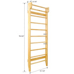 ZUN Gymnastics Wood Stall Bar, Multi-use Swedish Ladder- Wall Mounted Pull Up Bar-Physical Therapy for W465P208411