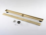 28 Inch Linear Shower Drain with Removable Square Patterned Grate, 304 Stainless Steel with Hair 15278953