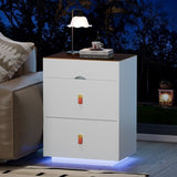 3-Drawer 30'' Nightstand LED Light, Modern Nightstand 3 Storage Drawers, Bedside Table N733P304515K