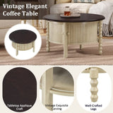Vintage Round Coffee Table Storage in 30.3" for Living Room, Mid Century Modern Cocktail Table N735P277387K
