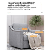 360 Degree Swivel Armchair Cotton linen skin-friendly fabric Ergonomic design Brass nail decorative W2113127543