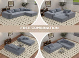 Gray Modular Corduroy Sectional Sofa with Chaise Lounge, All-Foam Deep Seat Couch, Soft Wide-Wale 61332137