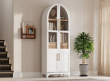 K&K 71" Tall Arched Kitchen Pantry Cabinet with Door Shelves, Farmhouse Kitchen Storage Cabinet with N707P288969W