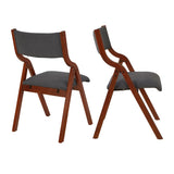 ZUN Upholstered folding Dining chair, space saving, easy to carry, Dining Room, 2-Pack-Grey+Cherry 44000480