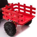 ZUN 12V Kids Ride On Tractor with Trailer, Battery Powered Electric Car w/ Music, USB, Music, LED W2181P146468