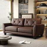 82" Genuine Leather match Two-Over-Two Sofa Living room coach Transitional sofa - Honey Brown W1896P175676
