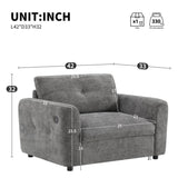42*33" Single Sofa, Armchair with Wide Seat, Dual-port Charger, Pull-line & Tufted Design, N723P305133E